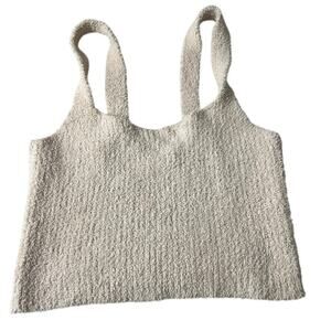 Natural Life Cream Fuzzy Crop Tank Top Women Size Small